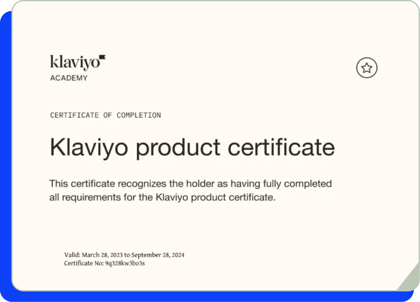 klaviyo certificate