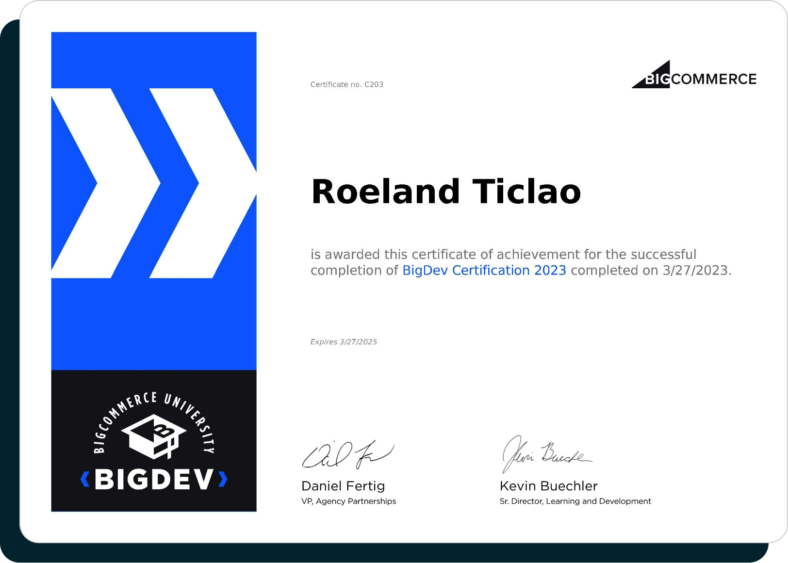 Bigdev Certificate