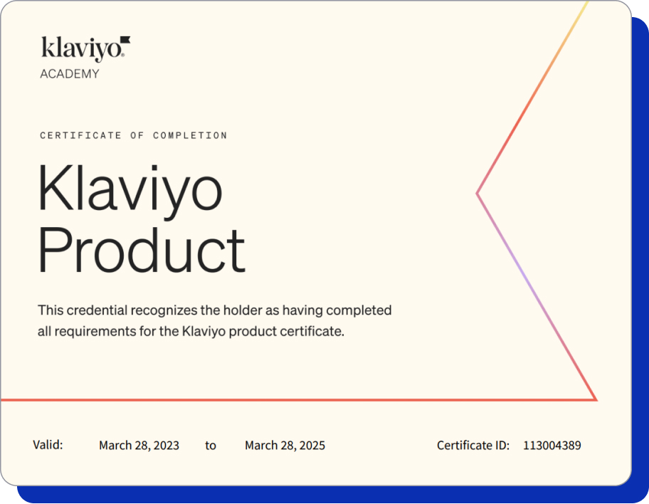 Klaviyo Certificate