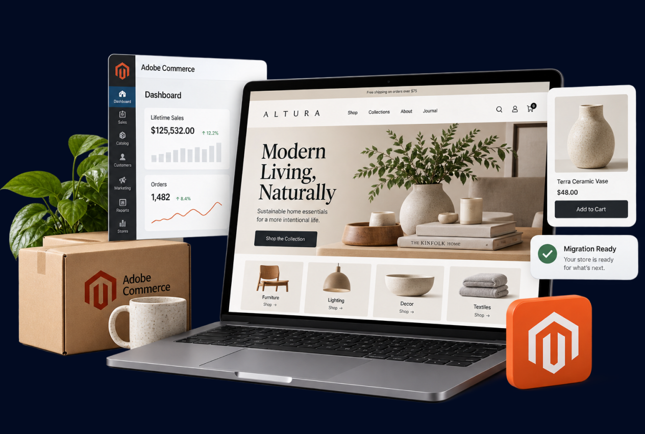 Adobe Commerce sites and catalogs illustration