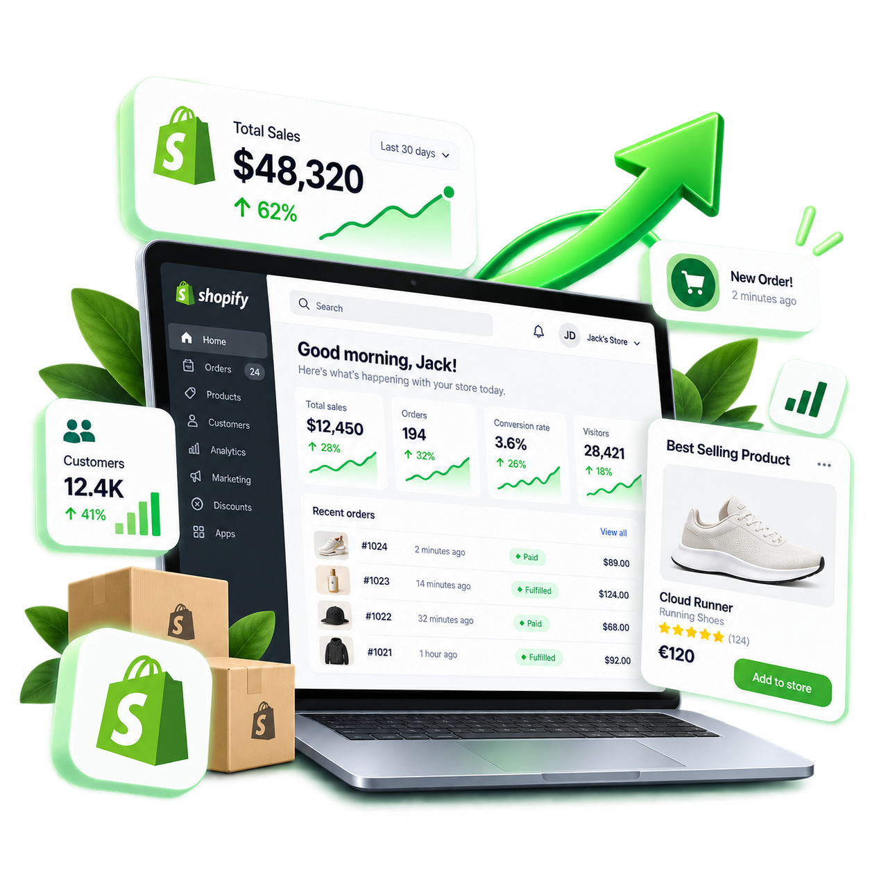 Shopify product catalog and storefront data illustration