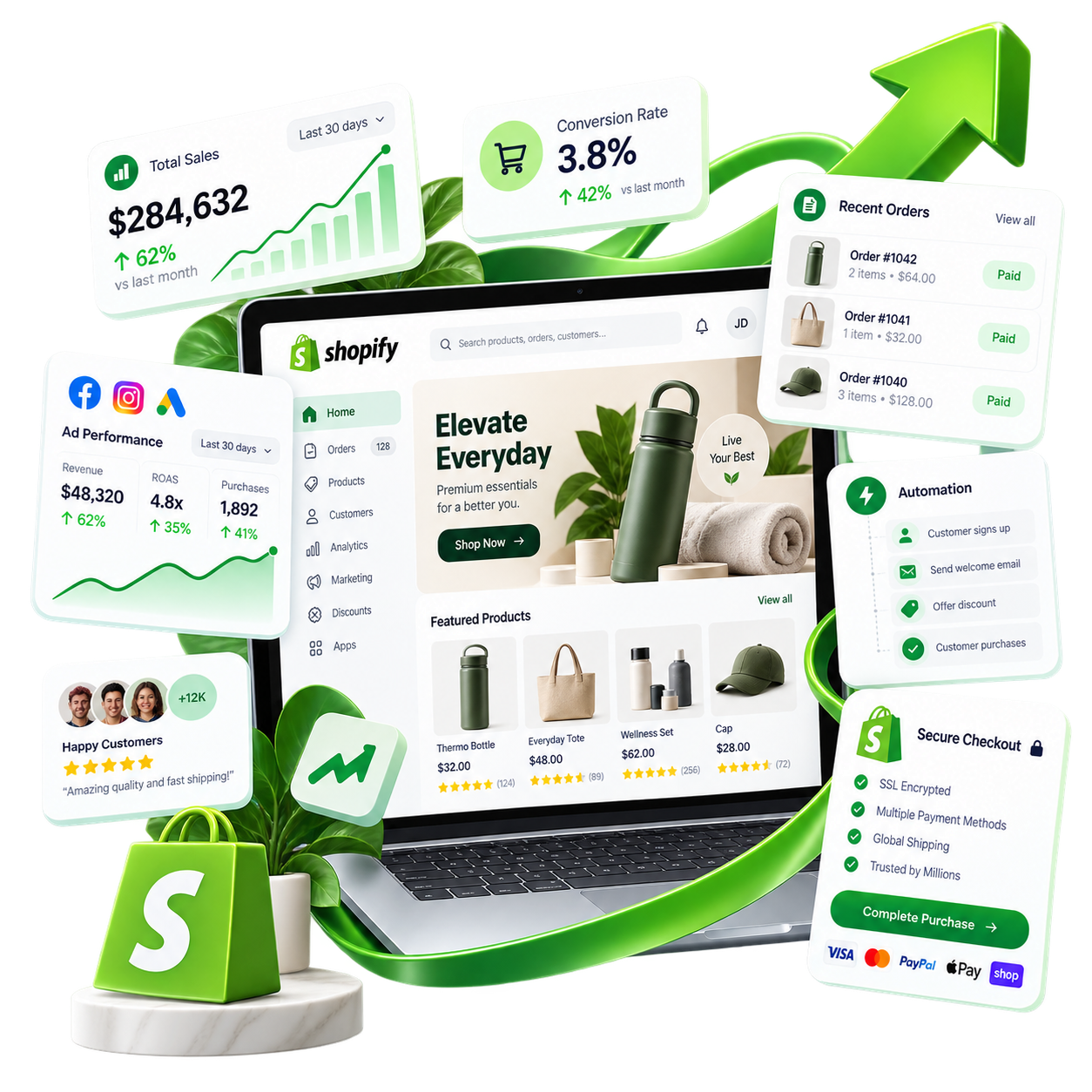 Shopify integrations and storefront operations illustration