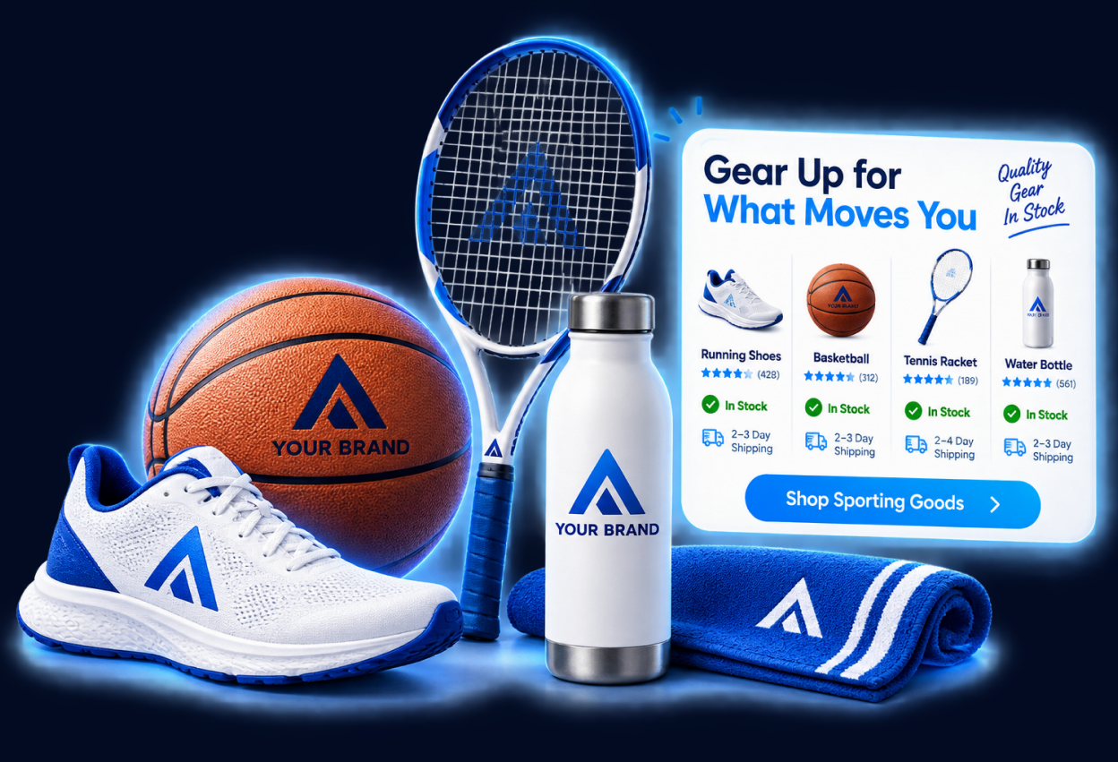 Sporting goods comparison illustration
