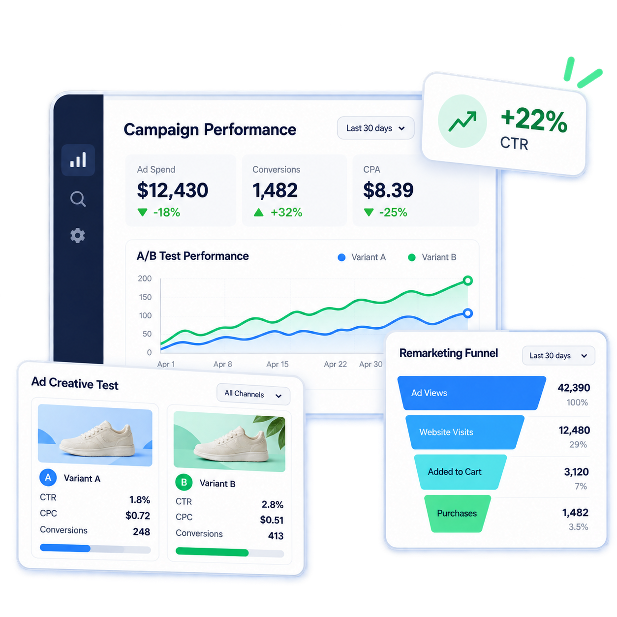 Paid media and analytics illustration