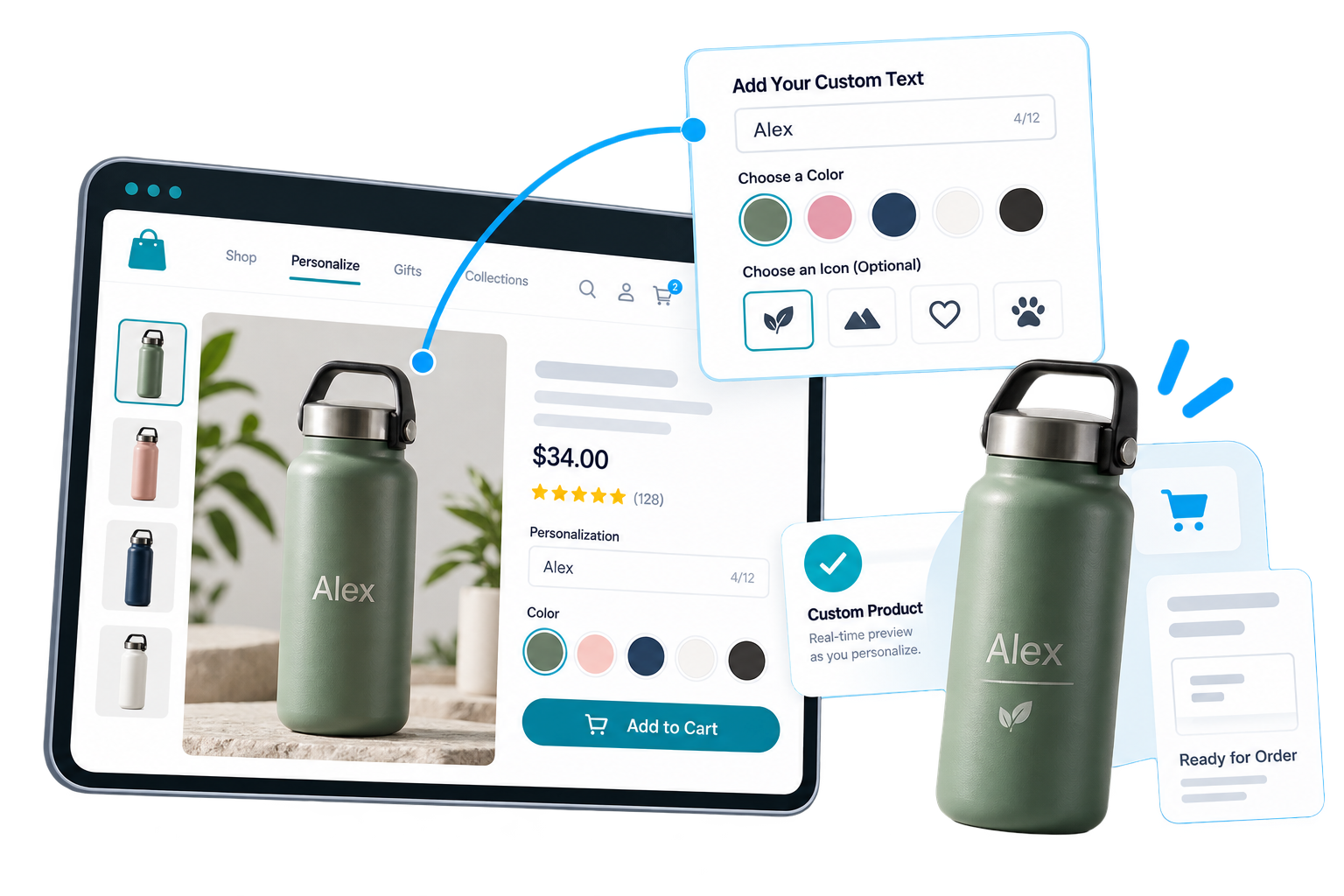 Storefront experience and product customization illustration